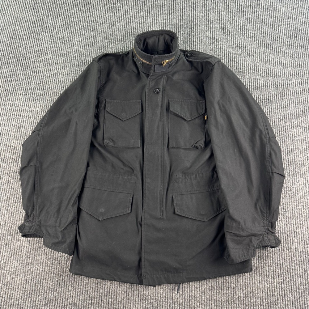 Alpha Industries M65 Field Jacket Mens XS Black Military Cold Weather Coat VTG
